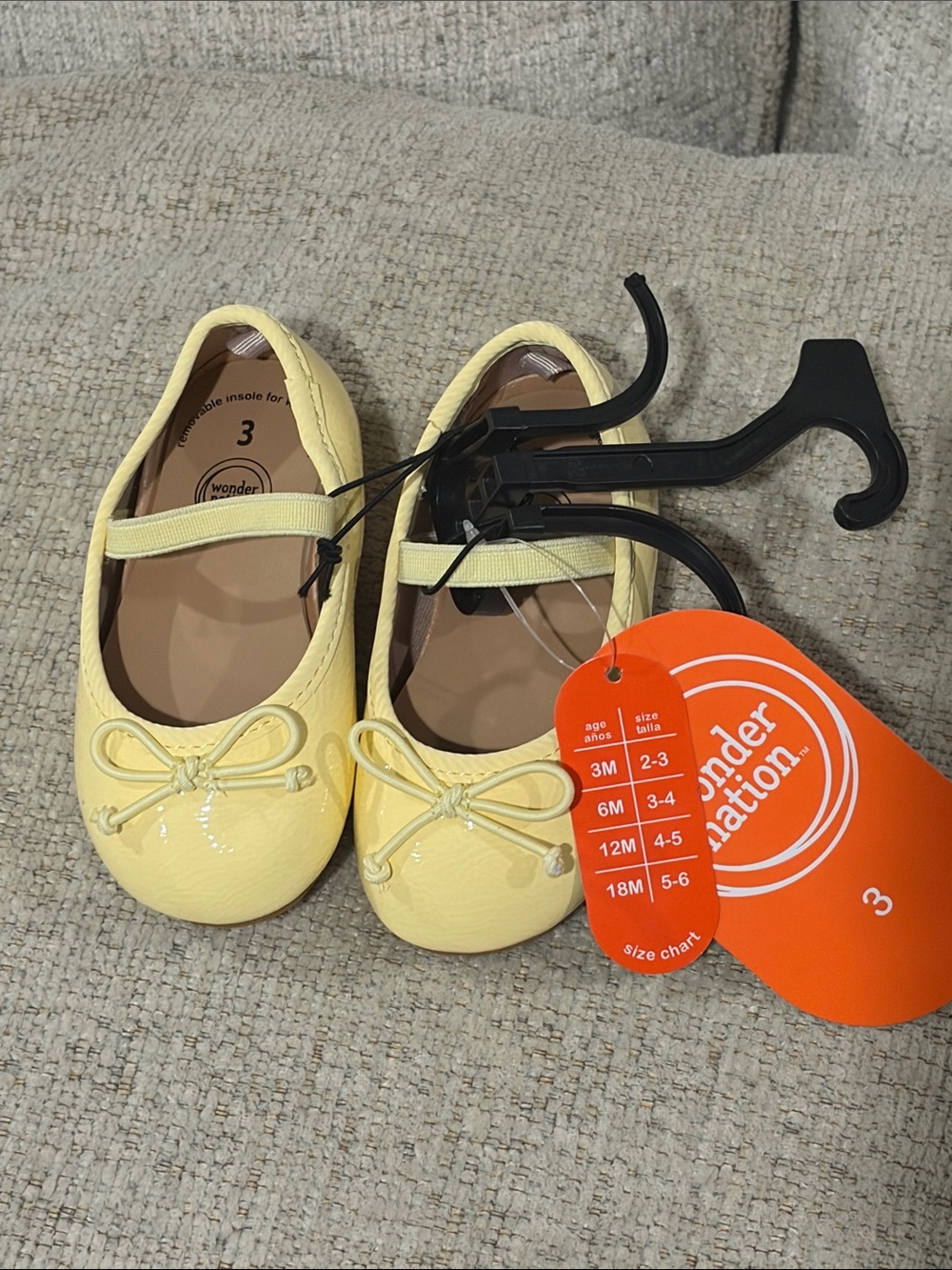 wonder nation Lemon Yellow Baby Ballet Flats with Bow